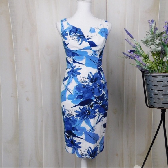 adrianna papell blue floral dress